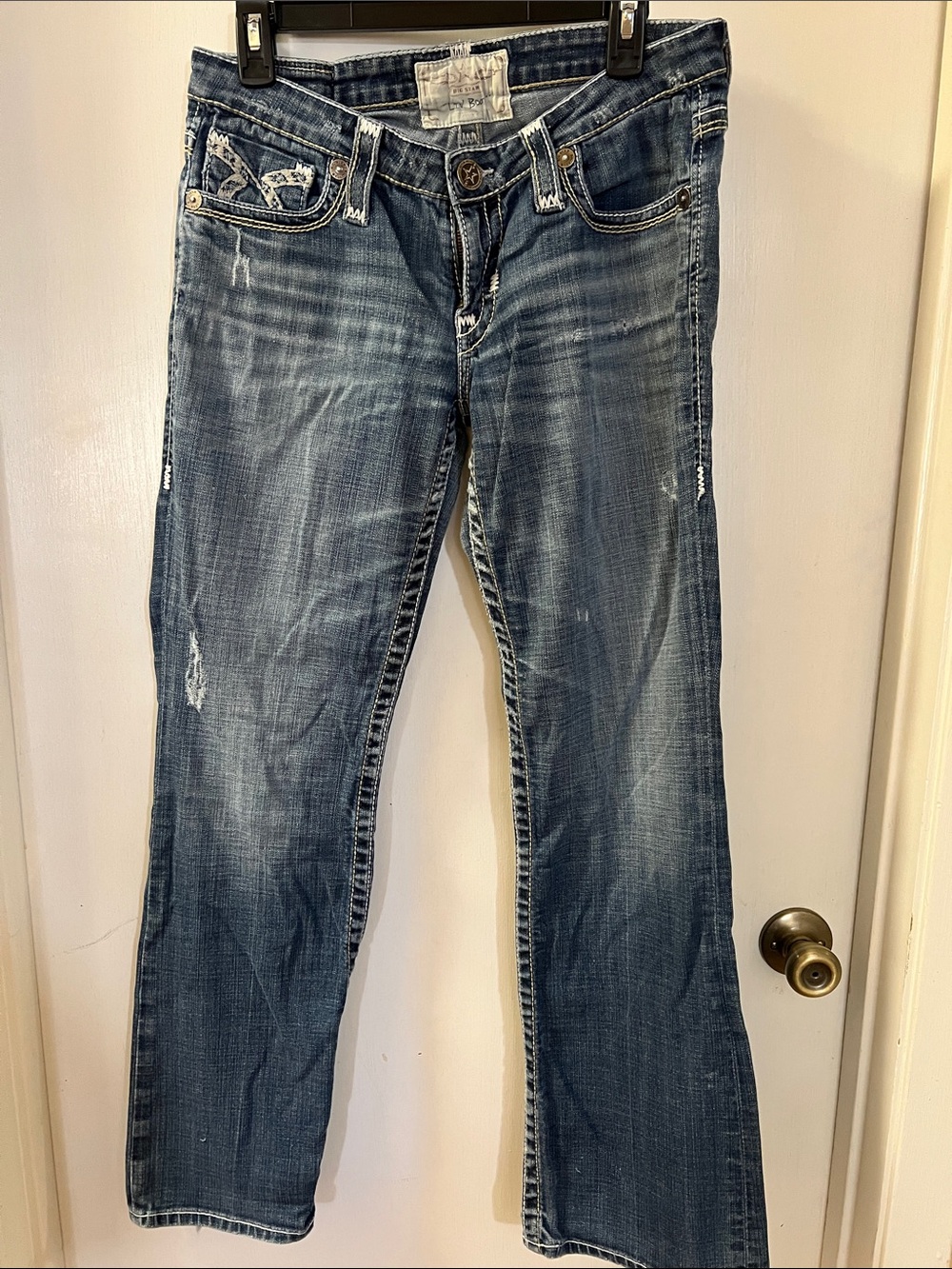 Big Star Women's Blue Distressed Boot-Cut Jeans